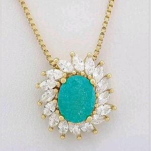 SALE! New 14k Gold Plated Necklace Genuine Emerald & Lab Created Sapphires